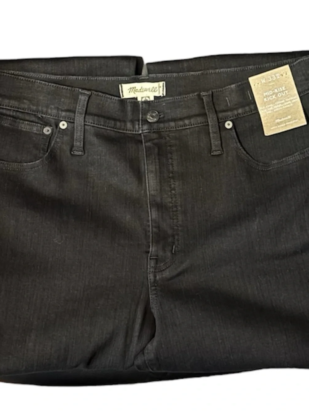 Madewell Jeans Tall Kick Out Crop Black Rinse Wash Mid Rise Women’s Size 33T